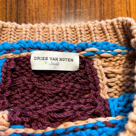 Dries Van Noten Multi-Striped Cotton Mixed Stitch Crewneck Vest - Picture 6 of 7